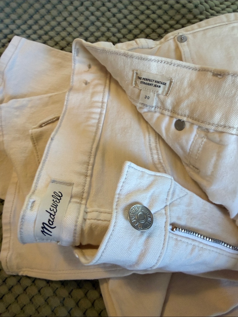 Madewell Women's Cream Straight-Leg Jeans